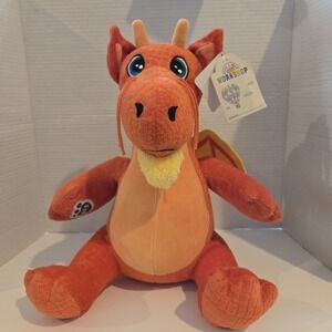 Build A Bear SHANGHAI Dragon Orange Yellow Wings Horns 15" PLUSH STUFFED BAB Nwt